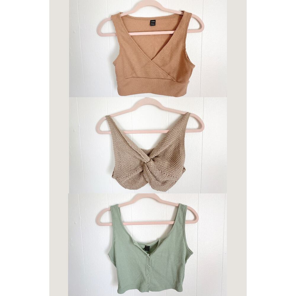 Curated Earth Tone Crop Top Bundle - Set of 3 Mineral Neutrals (S)